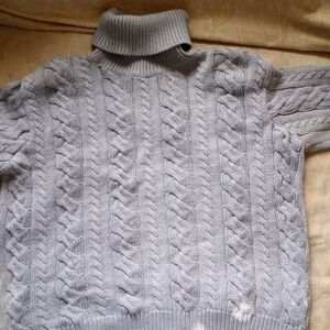 Vintage Wainscott Ivory Cable Knit Turtleneck Sweater Womens Sz Lg Heavy Warm Ex